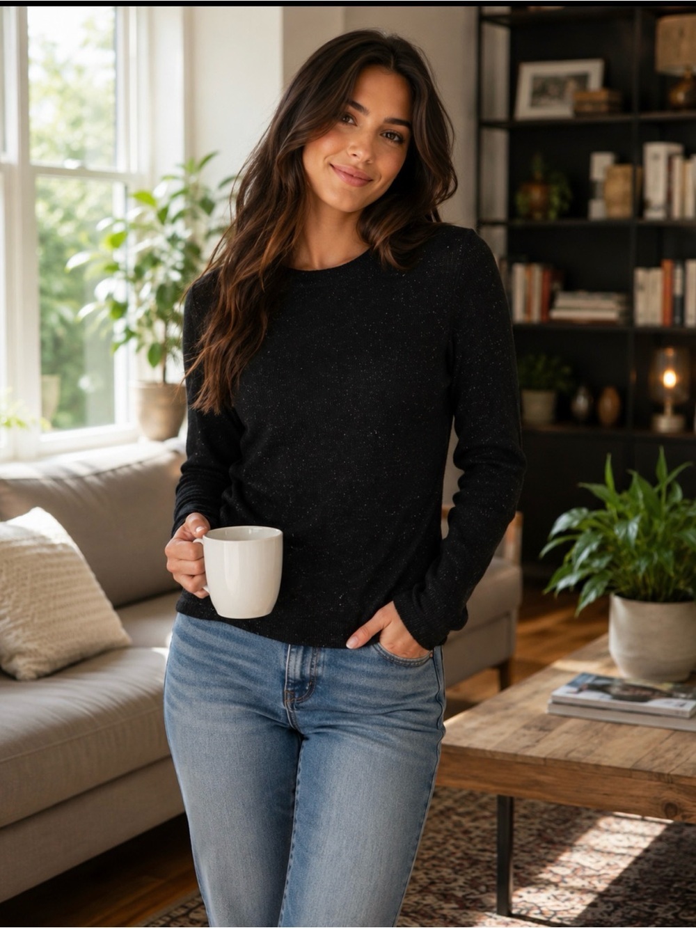 Lei Black Long Sleeve Sweater Medium